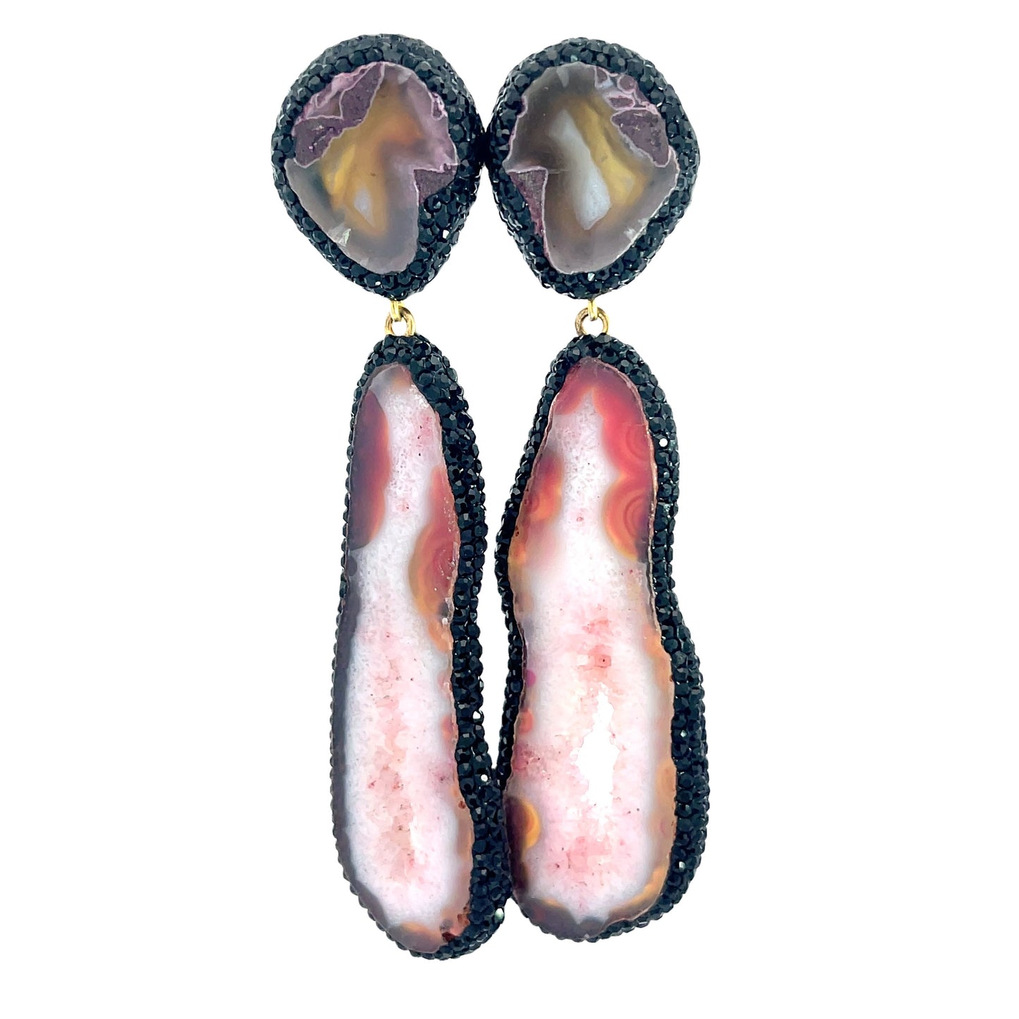 Burgundy Pink Double Agate Sterling Silver Earring - Born To Glam