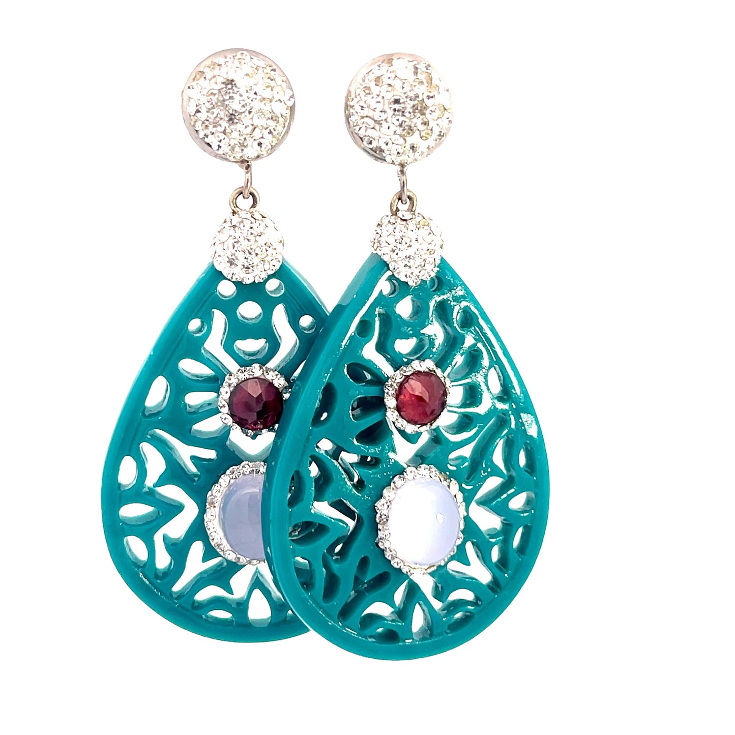 Teal Gemstone Teardrop Sterling Silver Earring