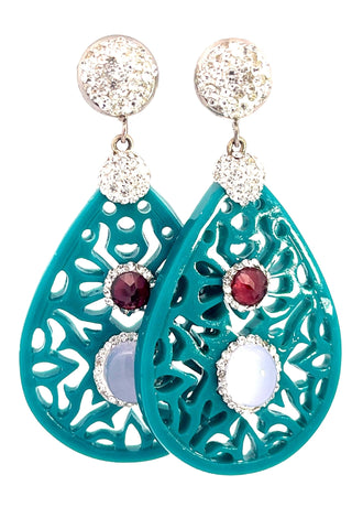 Teal Gemstone Teardrop Sterling Silver Earring - Born To Glam