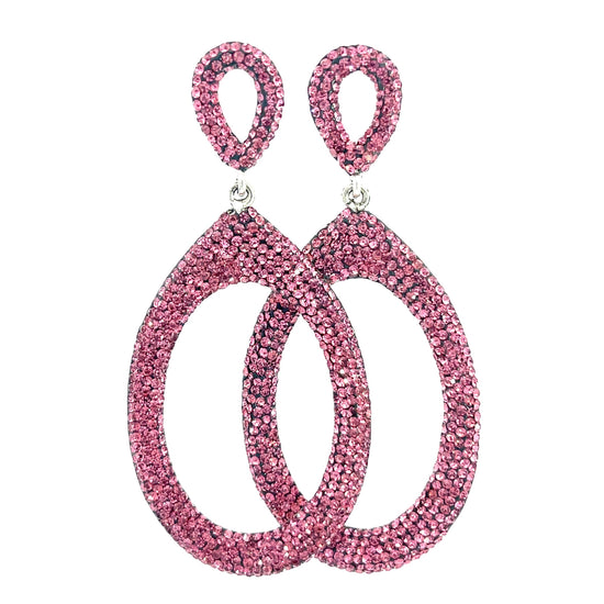 Pink Crystal Sterling Silver Statement Earring