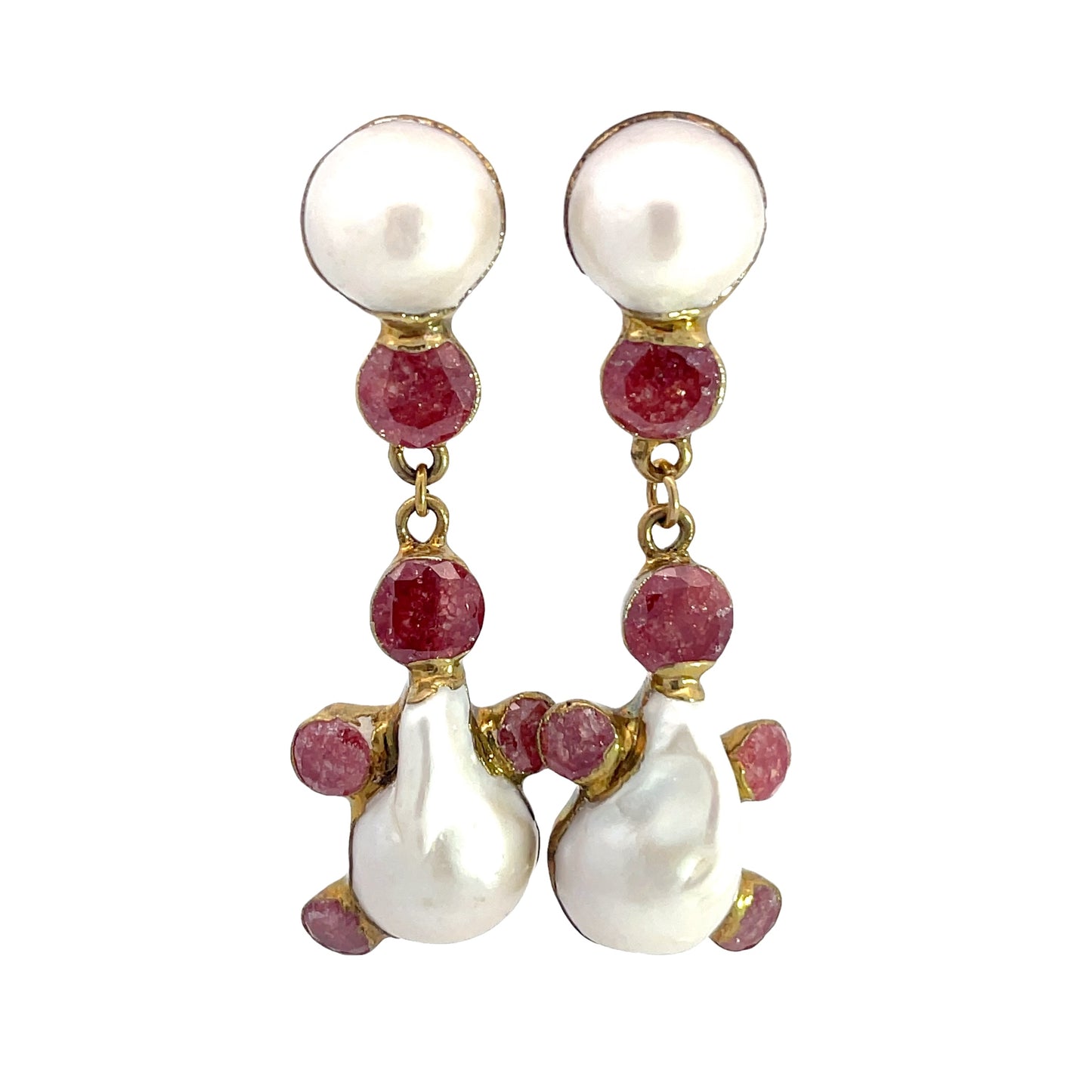 Pink Quartz & Pearl Sterling Silver Earring - Born To Glam