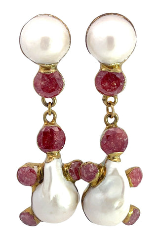Pink Quartz & Pearl Sterling Silver Earring - Born To Glam