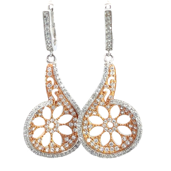 Rose Gold Floral Sterling Silver Earring