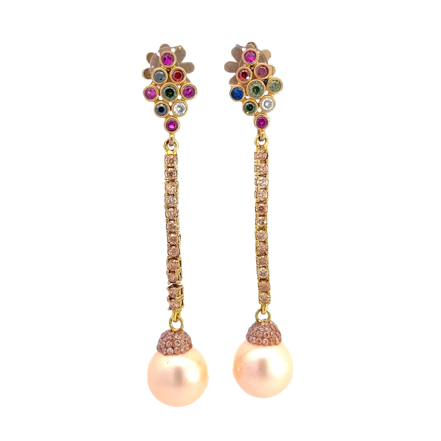 Golden Pearl Sterling Silver Drop Earring