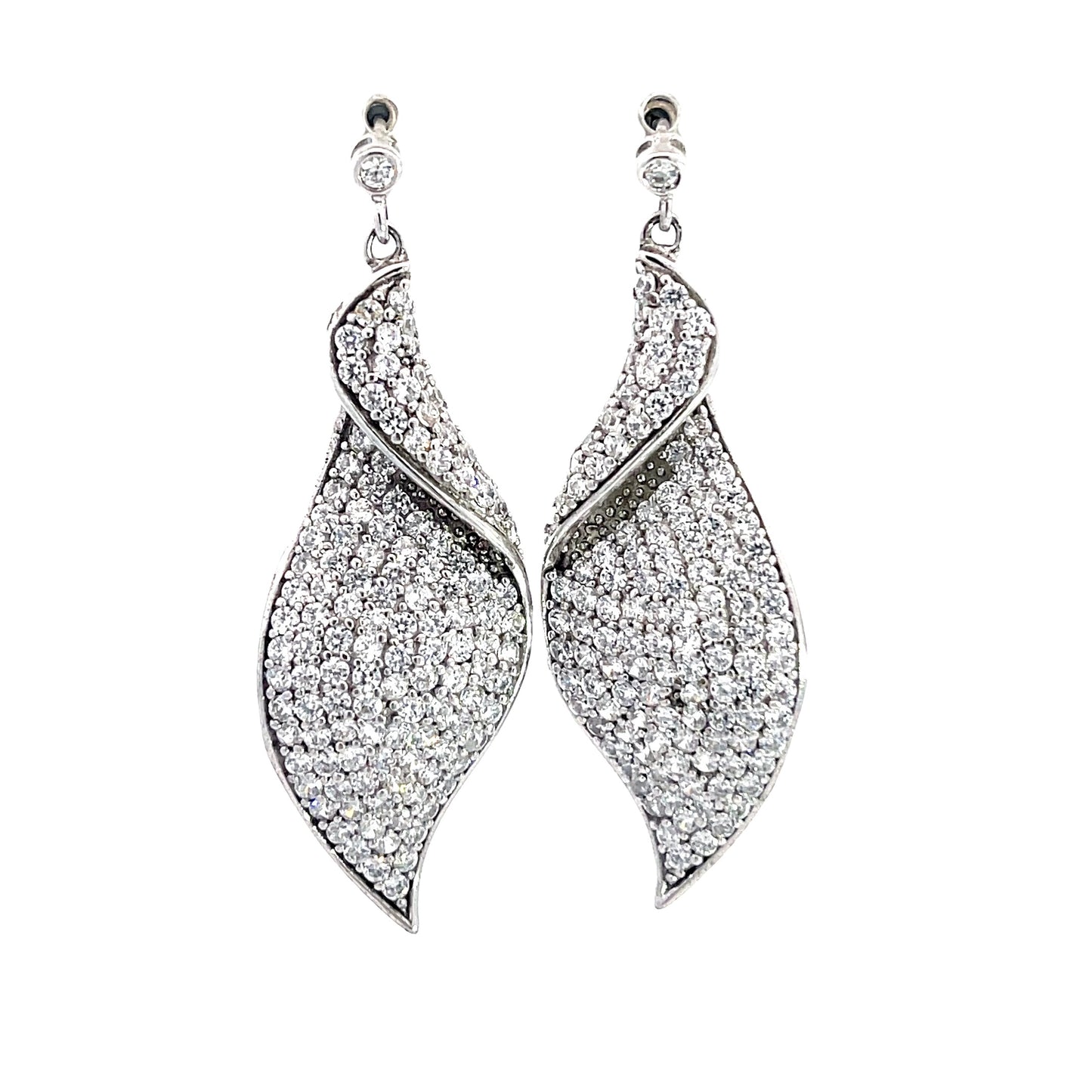 Crystal Leaf Sterling Silver Drop Earring - Born To Glam