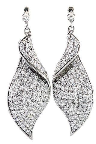 Crystal Leaf Sterling Silver Drop Earring - Born To Glam
