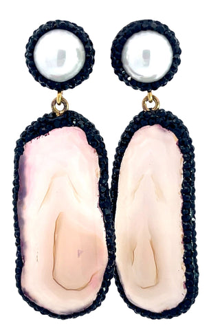 Pink & Pearl Agate Sterling Silver Earring - Born To Glam