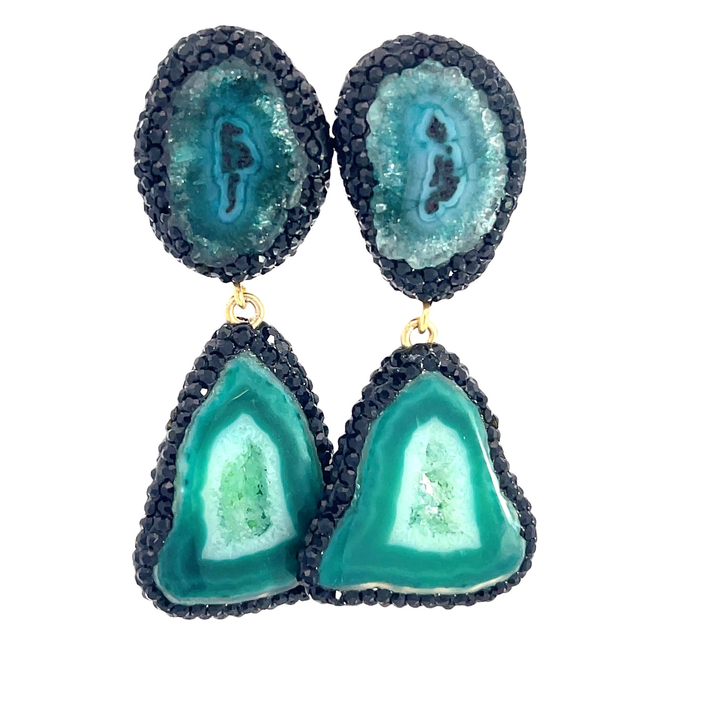 Double Green Agate Sterling Silver Earring