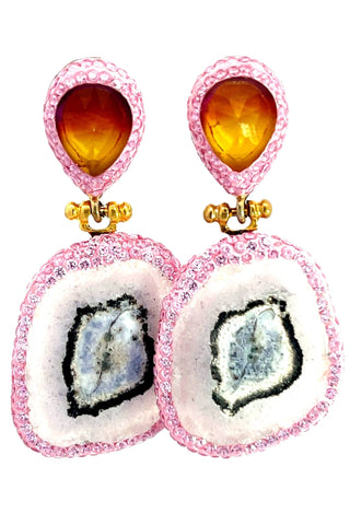 Pink Crystal Agate Sterling Silver Earring - Born To Glam