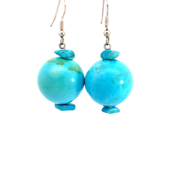 Turquoise Howlite Sphere Sterling Silver Earring - Born To Glam