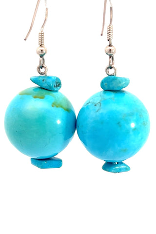 Turquoise Howlite Sphere Sterling Silver Earring - Born To Glam