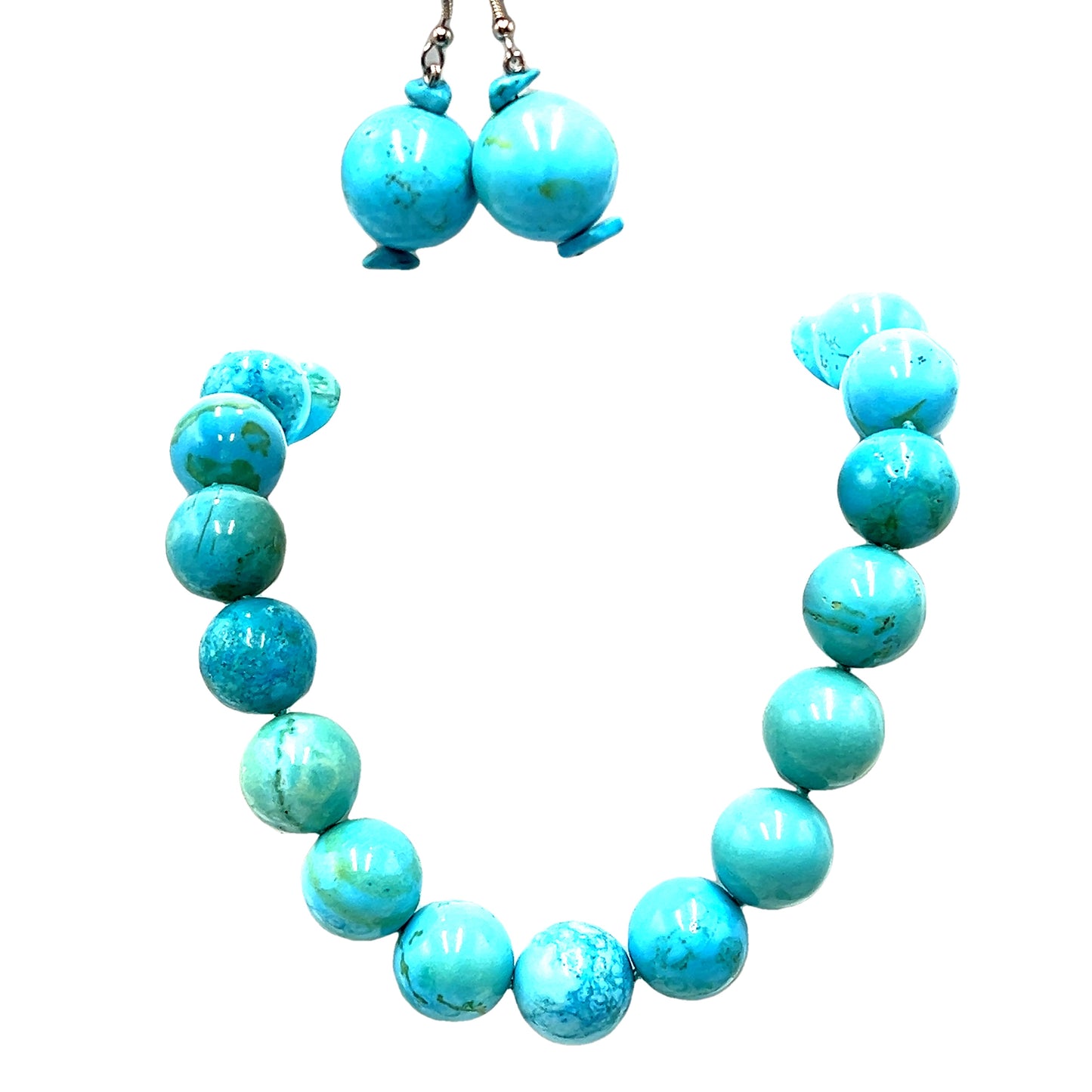 Turquoise 20mm Howlite Gemstone Short Necklace - Born To Glam