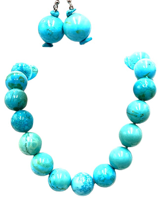 Turquoise 20mm Howlite Gemstone Short Necklace - Born To Glam