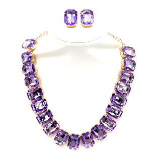 Crystal Rectangle Collar Necklace Set - Born To Glam