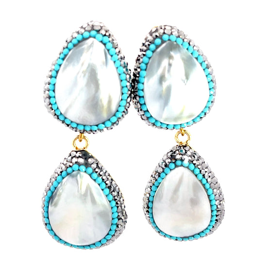 Teardrop Double Gemstone Crystal Drop Earrings