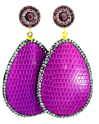 Leather 925 Sterling Silver Teardrop Earrings - Born To Glam