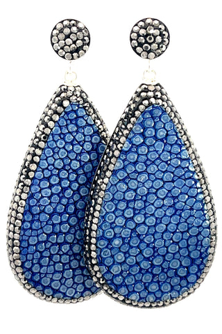Blue Shagreen Teardrop Earring - Born To Glam