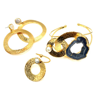 Gold Brass Black Druzy Set - Born To Glam