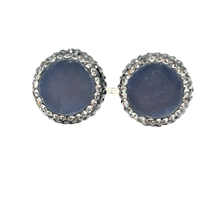 Round Double Gemstone & Crystal 925 Sterling Silver Adjustable Ring - Born To Glam