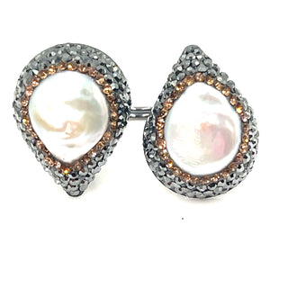 Teardrop Double Gemstone & Crystal 925 Sterling Silver Adjustable Statement Ring - Born To Glam