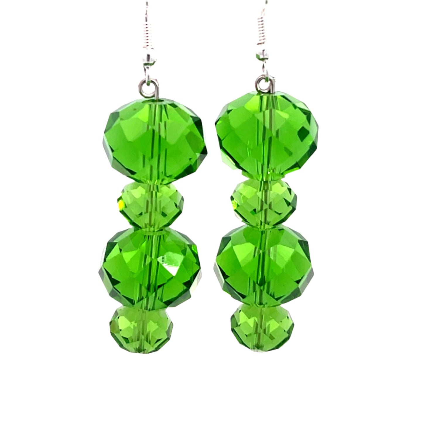 Green Double Tier Crystal Rondelle Earrings