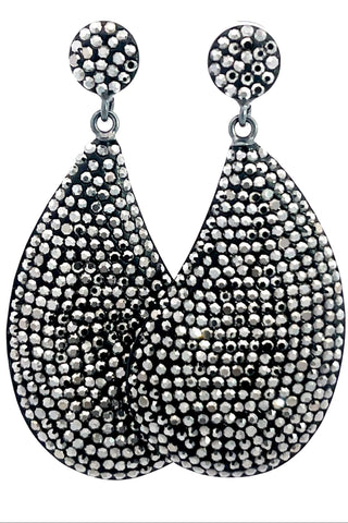 Curved Teardrop Crystal 925 Sterling Silver Drop Earrings - Born To Glam