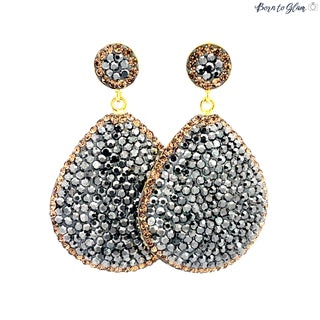 Oval Teardrop Crystal 925 Sterling Silver Drop Earring - Born To Glam
