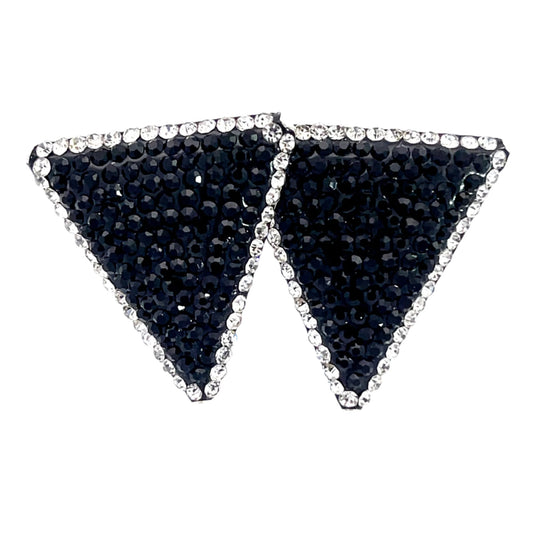 Triangle Black & Silver Crystal 925 Sterling Silver Stud Earring