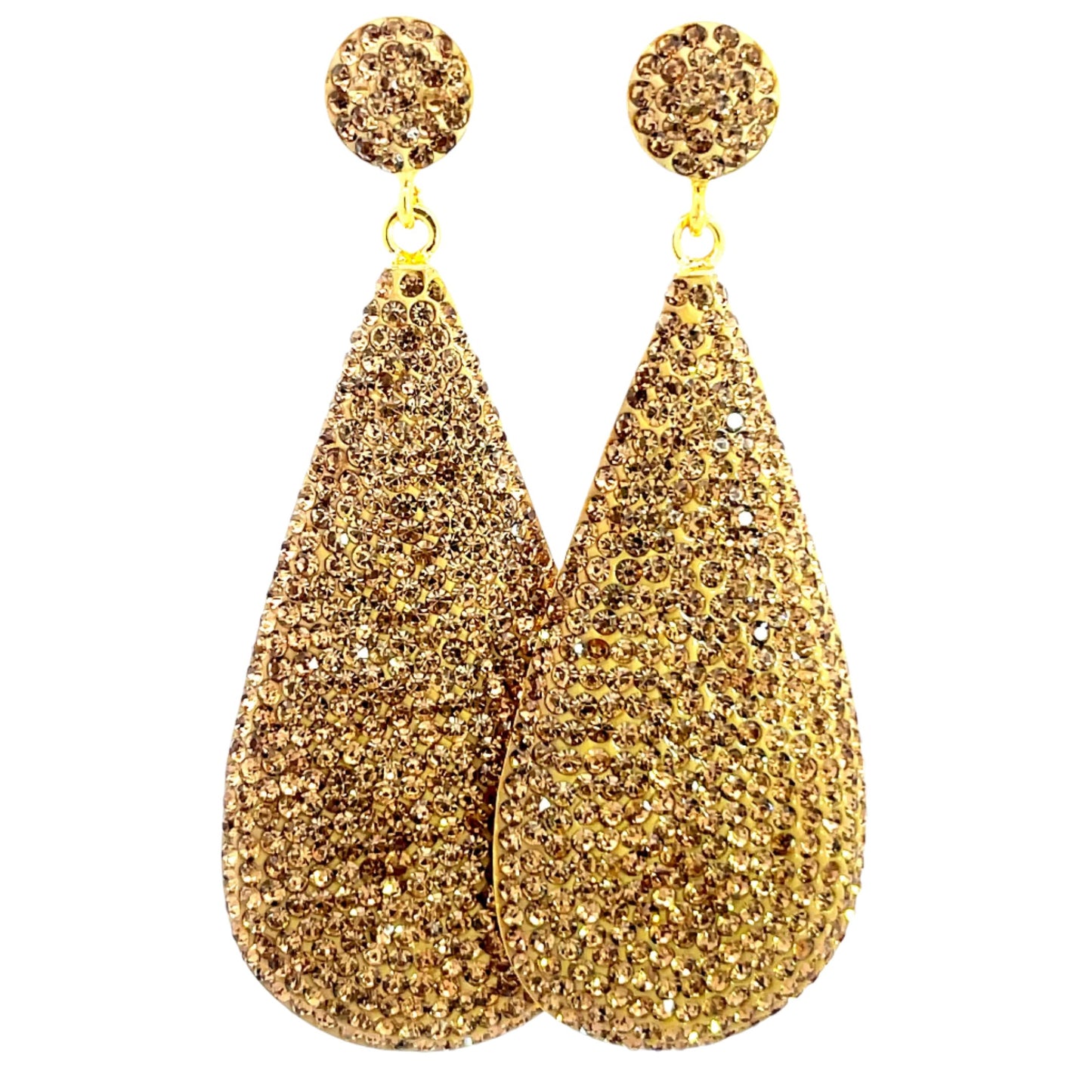 Gold Crystal Teardrop Gold Plated 925 Sterling Silver Drop Earring