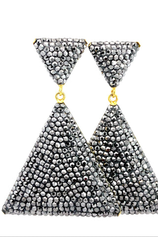 Pyramid Crystal 925 Sterling Silver Dangle Earring - Born To Glam