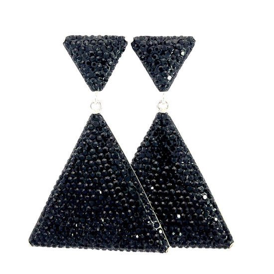 Pyramid Crystal 925 Sterling Silver Dangle Earring - Born To Glam Born To Glam