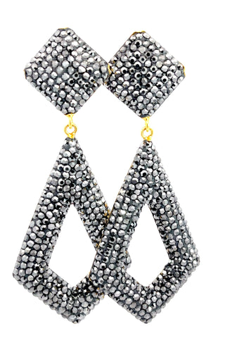 Diamond Shaped Crystal 925 Sterling Silver Statement Earring - Born To Glam