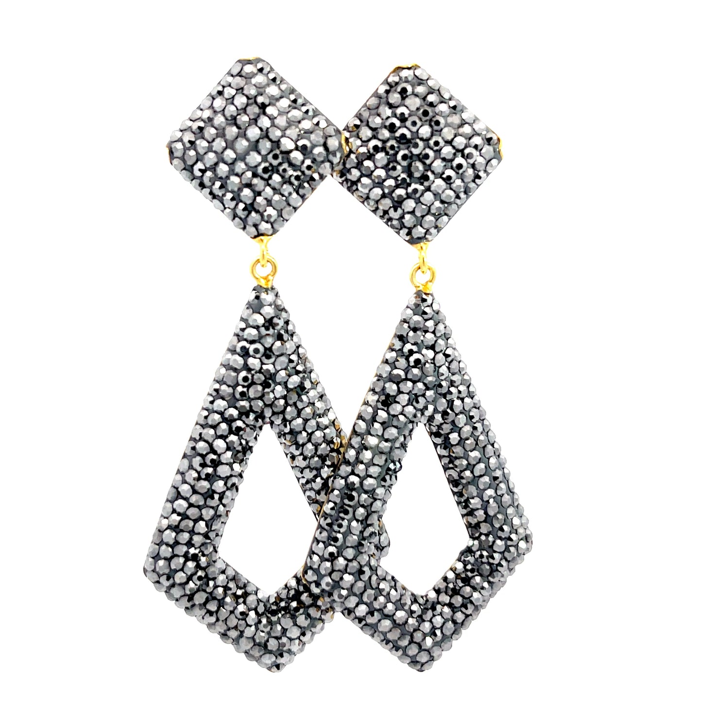 Gray Crystal 925 Sterling Silver Statement Earring