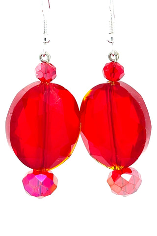 Red Crystal Oval Sterling Silver Earring - Born To Glam