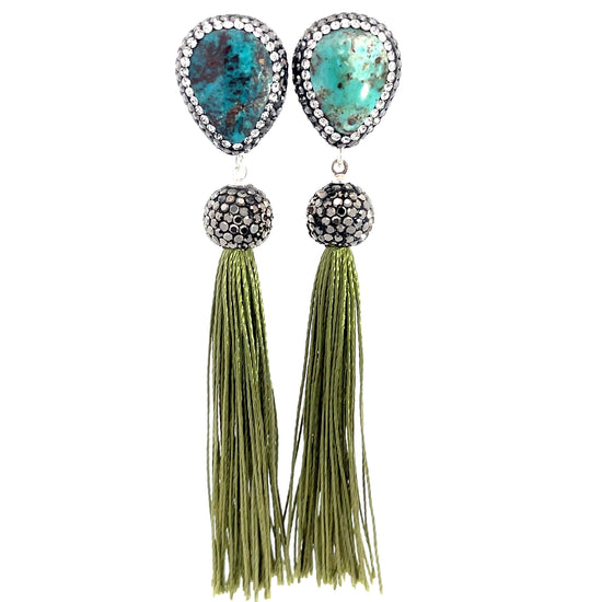 Teardrop Gemstone Tassel 925 Sterling Silver Earring