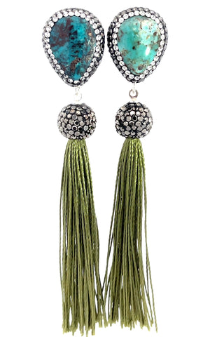Teardrop Gemstone Tassel 925 Sterling Silver Earring - Born To Glam