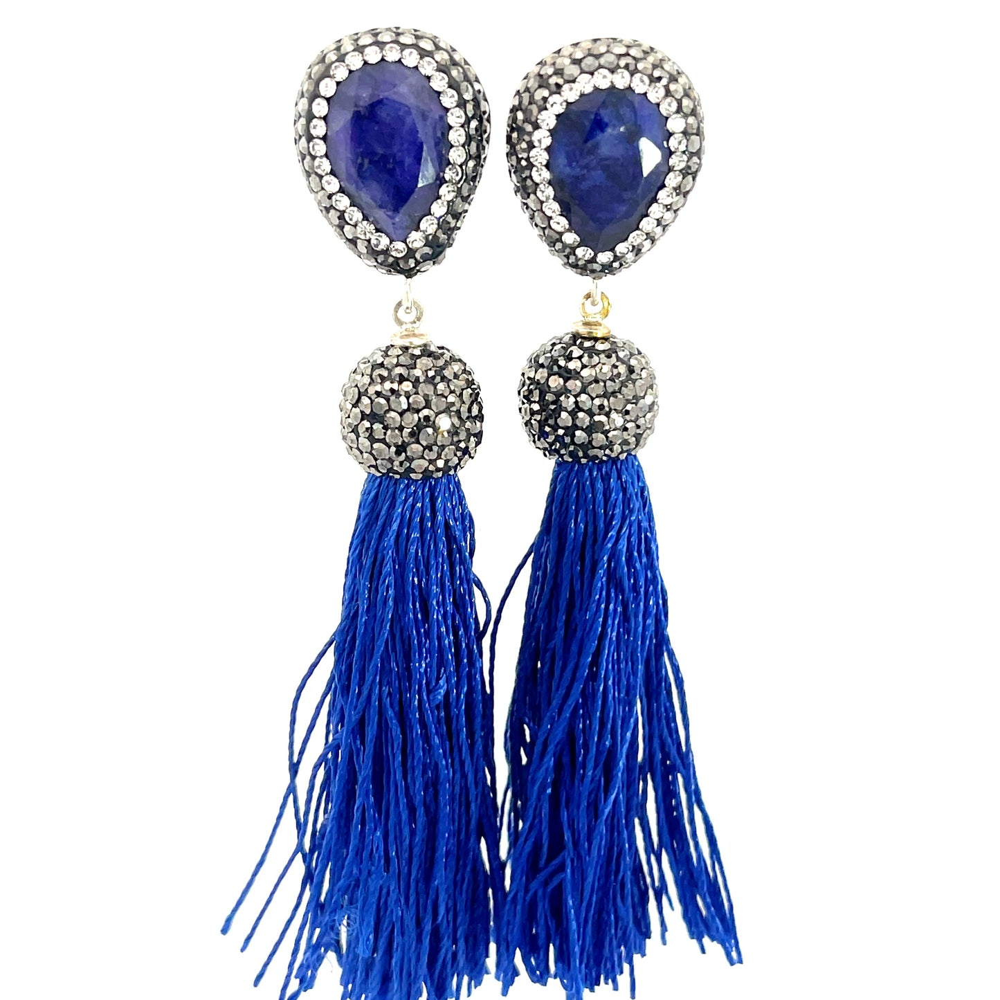 Teardrop Gemstone Tassel 925 Sterling Silver Earring