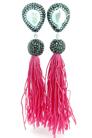 Teardrop Gemstone Tassel 925 Sterling Silver Earring - Born To Glam