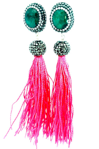 Gemstone & Crystal Tassel 925 Sterling Silver Earring - Born To Glam
