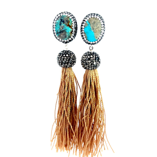 Gemstone & Crystal Tassel 925 Sterling Silver Earring