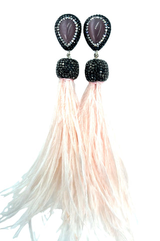 Feather Gemstone 925 Sterling Silver Statement Earring - Born To Glam