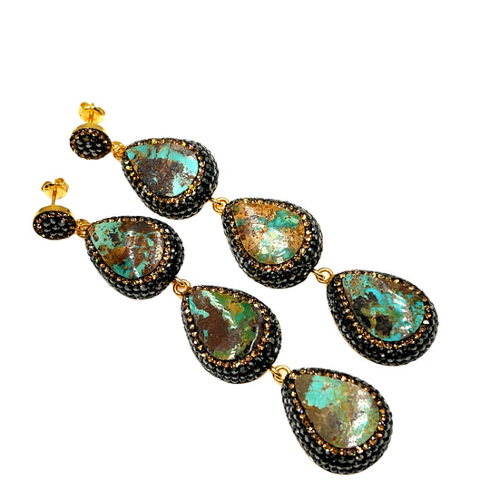 3 Tier Turquoise Long Earring