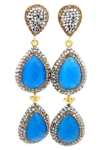 Cubic & Crystal 2 Tier Statement Earring - Born To Glam
