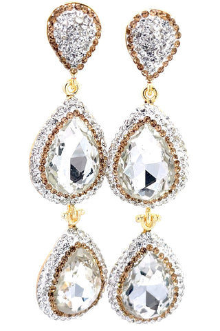 Cubic & Crystal 2 Tier Statement Earring - Born To Glam