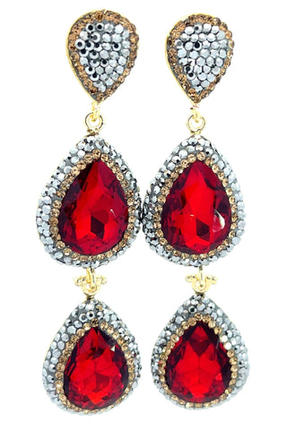 Cubic & Crystal 2 Tier Statement Earring - Born To Glam