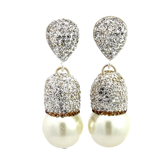 Pearl & Crystal Drop Earring - Born To Glam Born To Glam