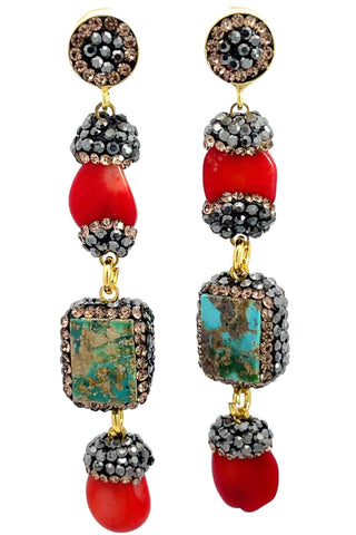 Gemstone Multi Tier Crystal 925 Sterling Silver Dangle Earrings - Born To Glam