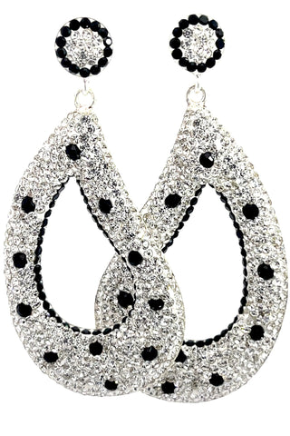 Curved Open Teardrop Gemstone 925 Sterling Silver Earring - Born To Glam