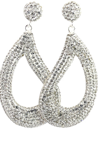 Curved Open Teardrop 925 Sterling Silver Statement Earring - Born To Glam