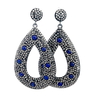 Open Teardrop Gemstone 925 Sterling Silver Statement Earring - Born To Glam